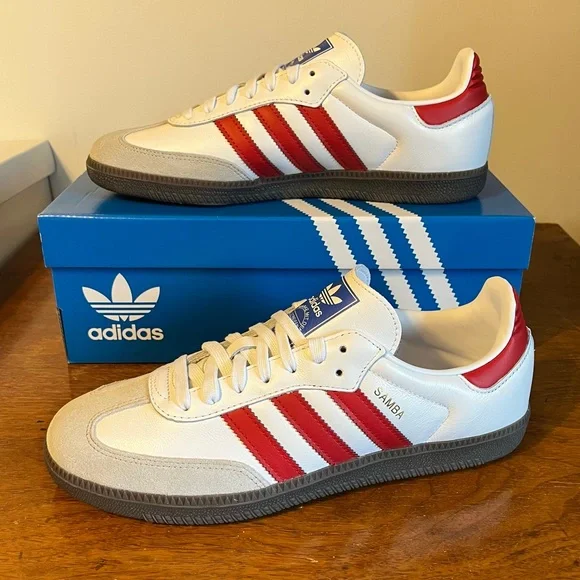 ADIDAS White/Scarlet Samba OG - Picture 1 of 11